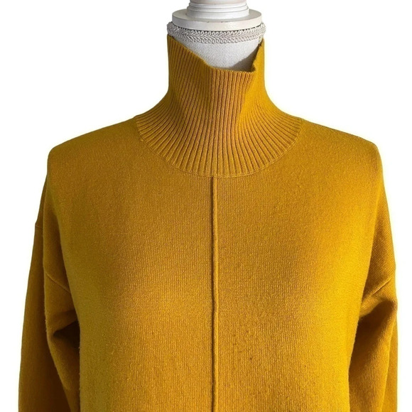 French Connection Mustard Yellow Sweater Size Small High Neck Long Sleeves Top - Picture 4 of 7